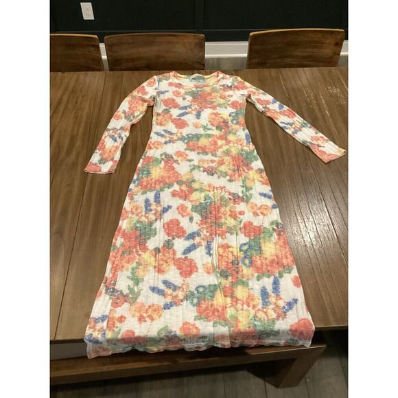 Sonnet James immy floral ribbed Long Sleeve sweater Dress Multicolor long midi S - Picture 10 of 14